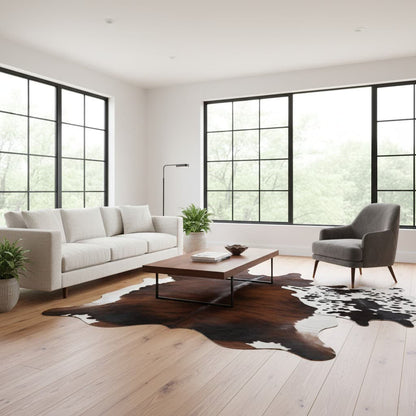 Cowhide Rug - Hair-On Tri-Color - Premium Quality - Versatile Home Decor - 6x8 ft