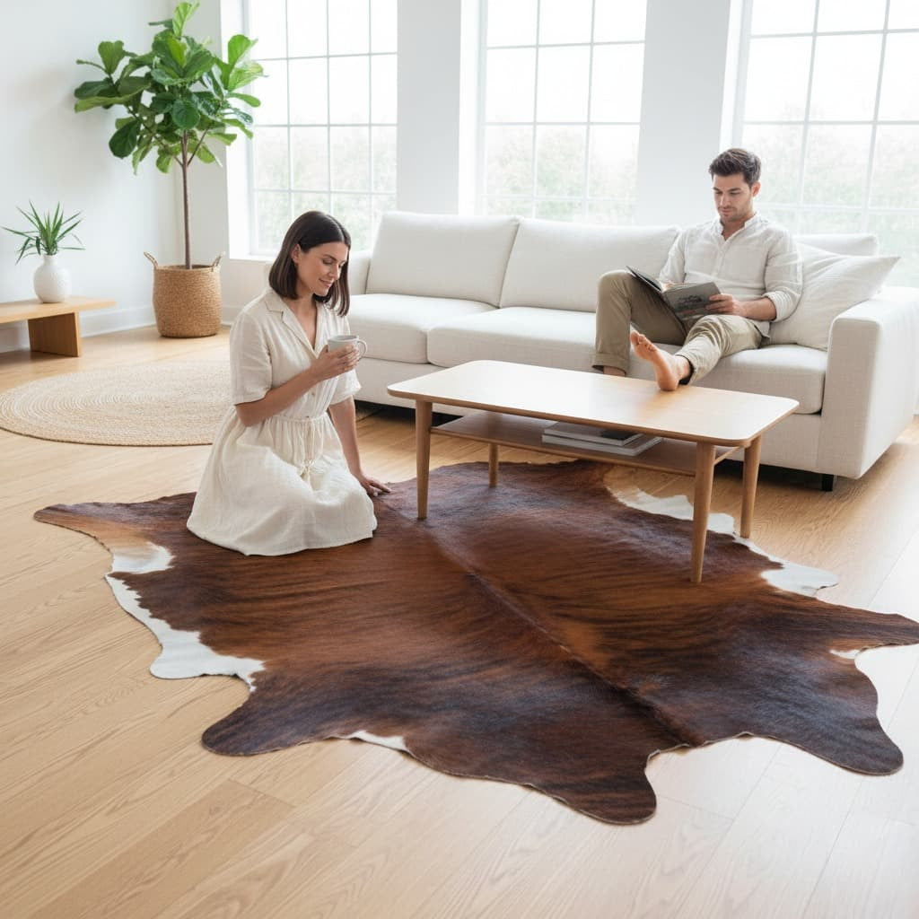Cowhide Rug - Hair-On Brindle - Premium Quality Unique Patterns - Versatile Decorative Use - Durable Home Accent