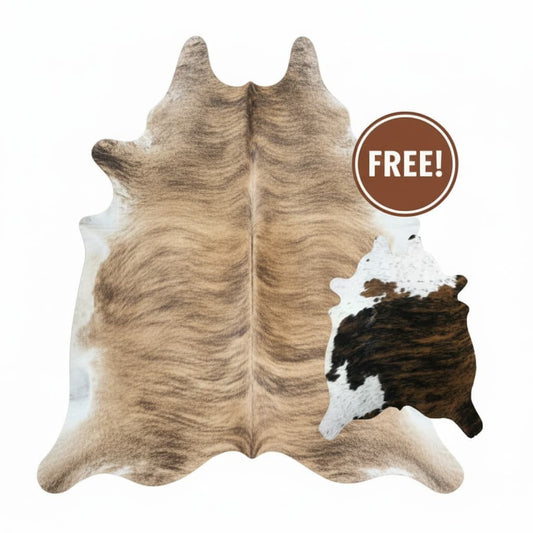 Cowhide Rug - Hair-On Brindle - Premium Quality Unique Patterns - Versatile Decorative Use - Durable Home Accent