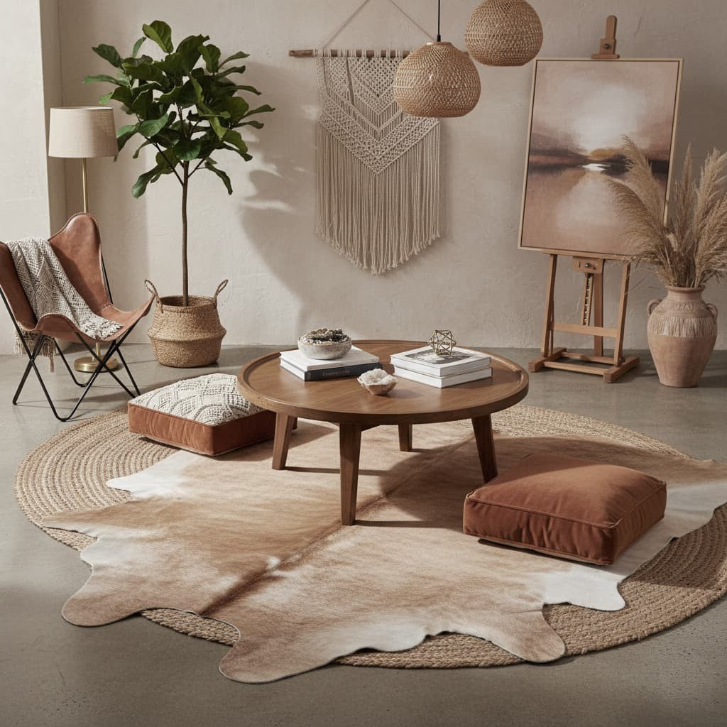 Cowhide Rug - Hair-On Brindle - Premium Quality Unique Patterns - Versatile Decorative Use - Durable Home Accent