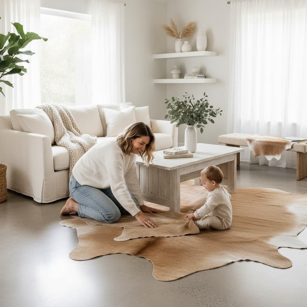 Cowhide Rug - Hair-On Brindle - Premium Quality Unique Patterns - Versatile Decorative Use - Durable Home Accent