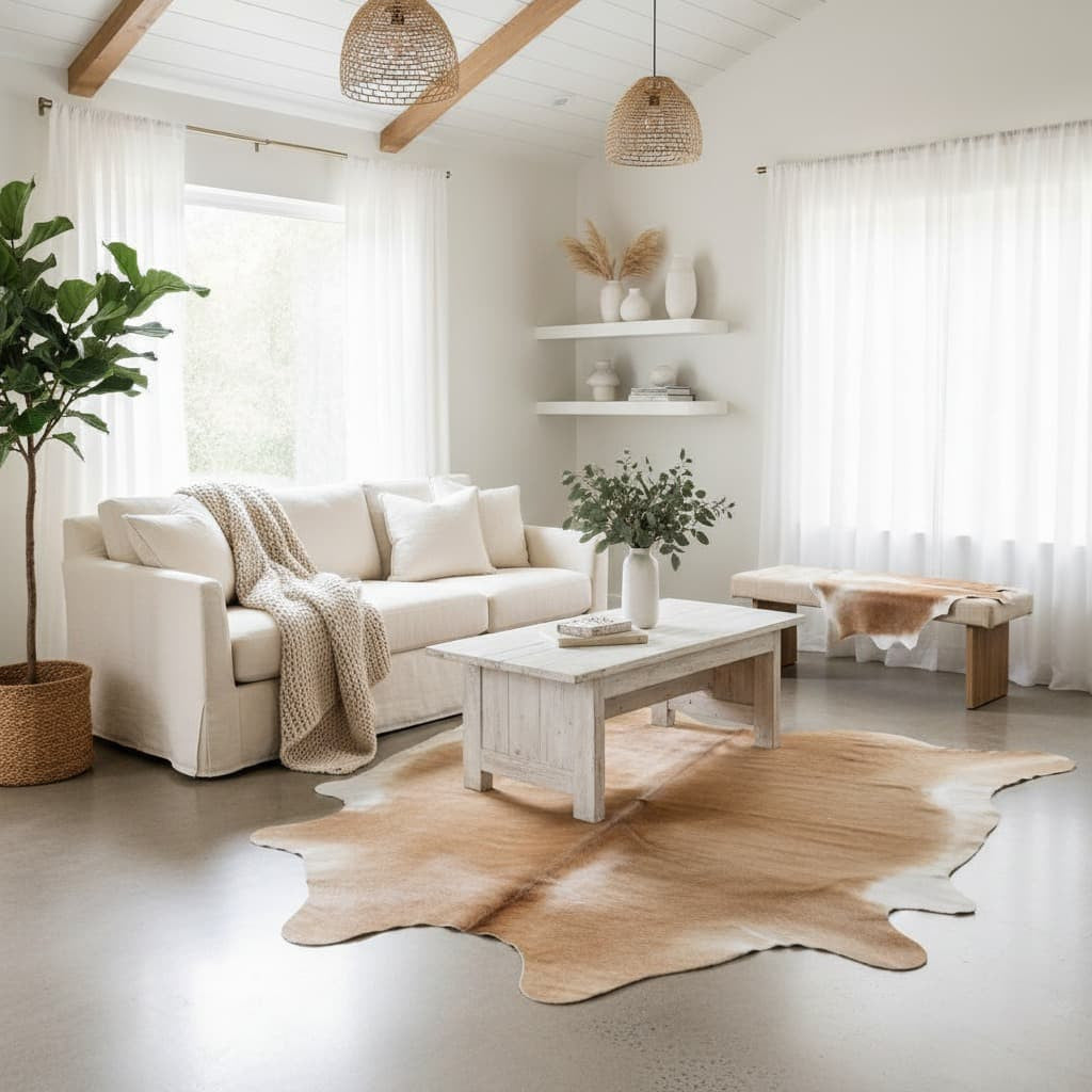 Cowhide Rug - Hair-On Brindle - Premium Quality Unique Patterns - Versatile Decorative Use - Durable Home Accent