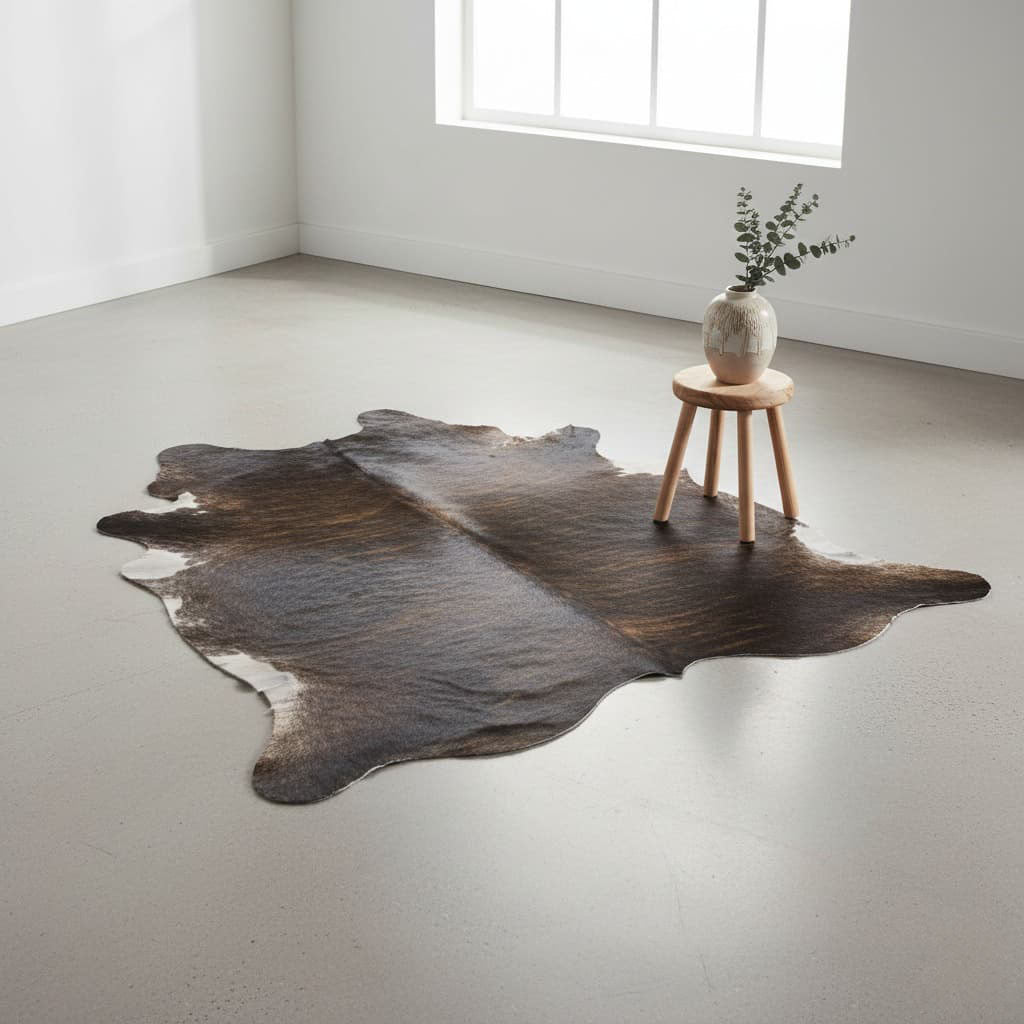 Cowhide Rug - Hair-On Brindle - Premium Quality Unique Patterns - Versatile Decorative Use - Durable Home Accent