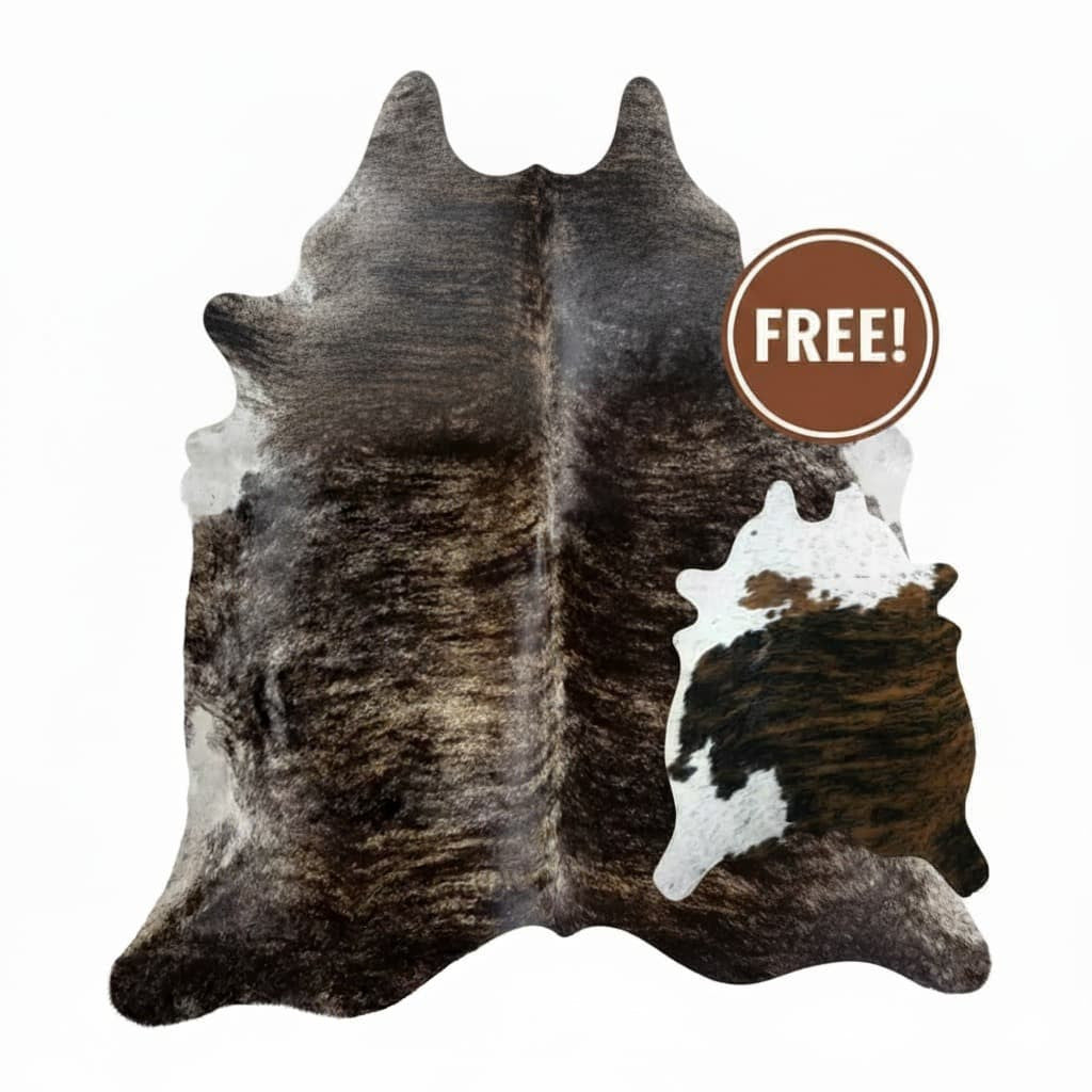 Cowhide Rug - Hair-On Brindle - Premium Quality Unique Patterns - Versatile Decorative Use - Durable Home Accent
