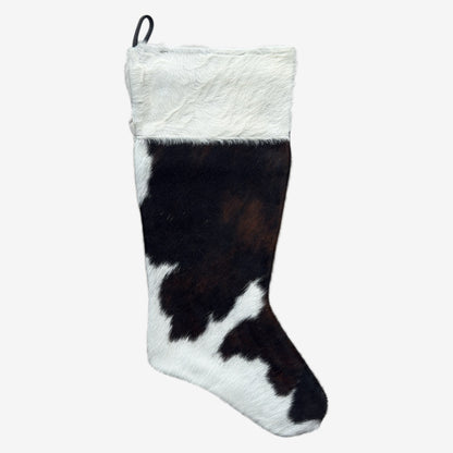 Cowhide Stocking - Rustic Holiday Decor - Large Natural Patterns