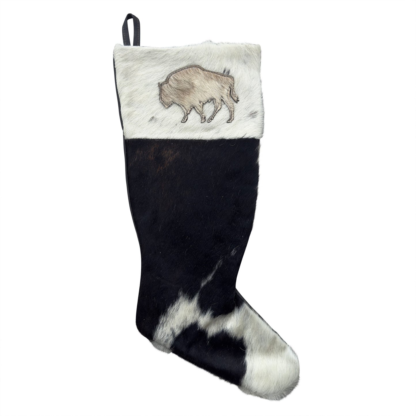 Cowhide Leather Stocking - Rustic Holiday Decor - Premium Large - Genuine Material
