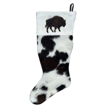 Cowhide Leather Stocking - Rustic Holiday Decor - Premium Large - Genuine Material