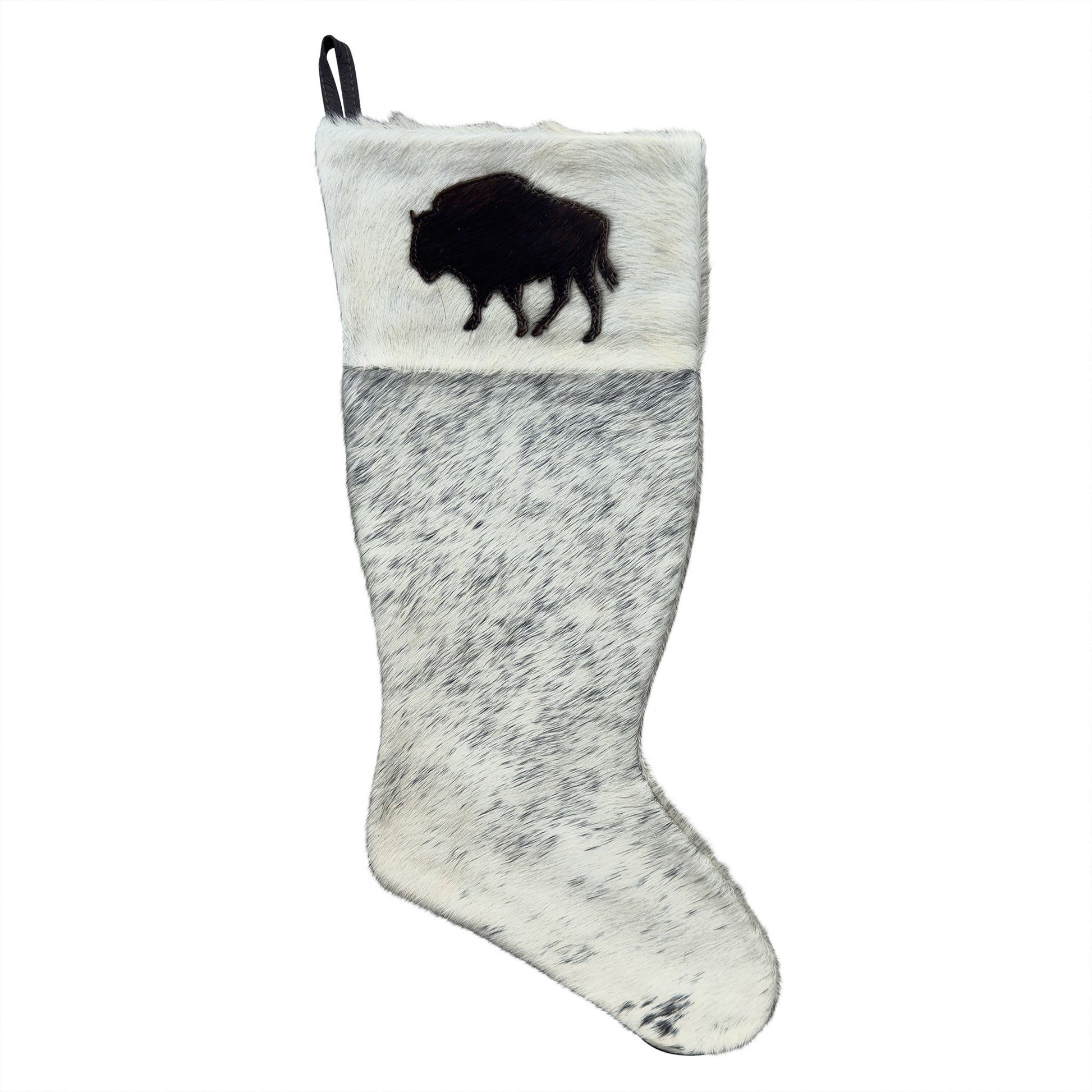 Cowhide Leather Stocking - Rustic Holiday Decor - Premium Large - Genuine Material