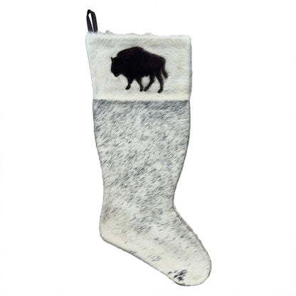 Cowhide Leather Stocking - Rustic Holiday Decor - Premium Large - Genuine Material