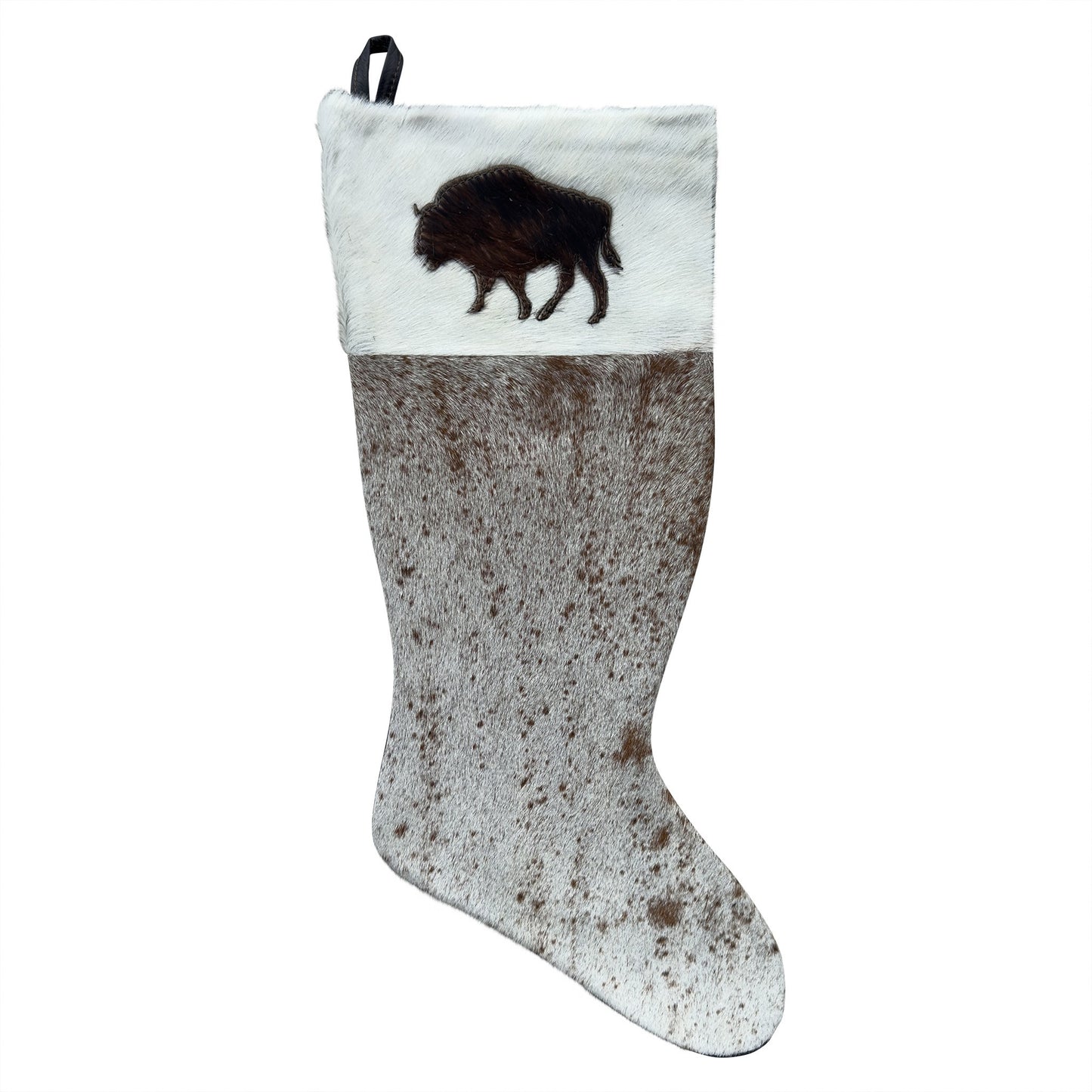 Cowhide Leather Stocking - Rustic Holiday Decor - Premium Large - Genuine Material