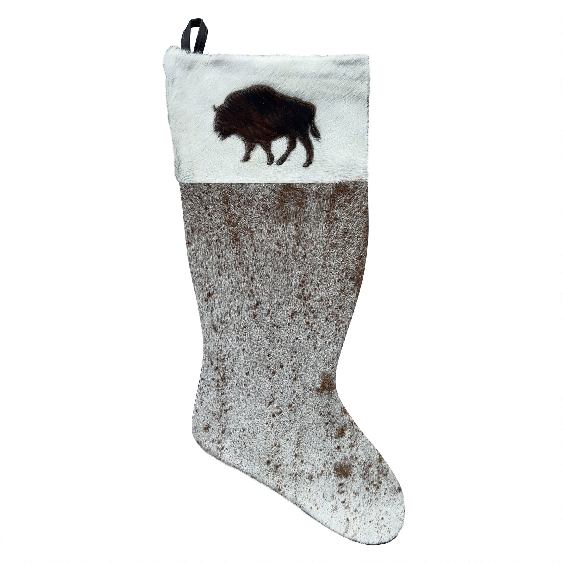 Cowhide Leather Stocking - Rustic Holiday Decor - Premium Large - Genuine Material