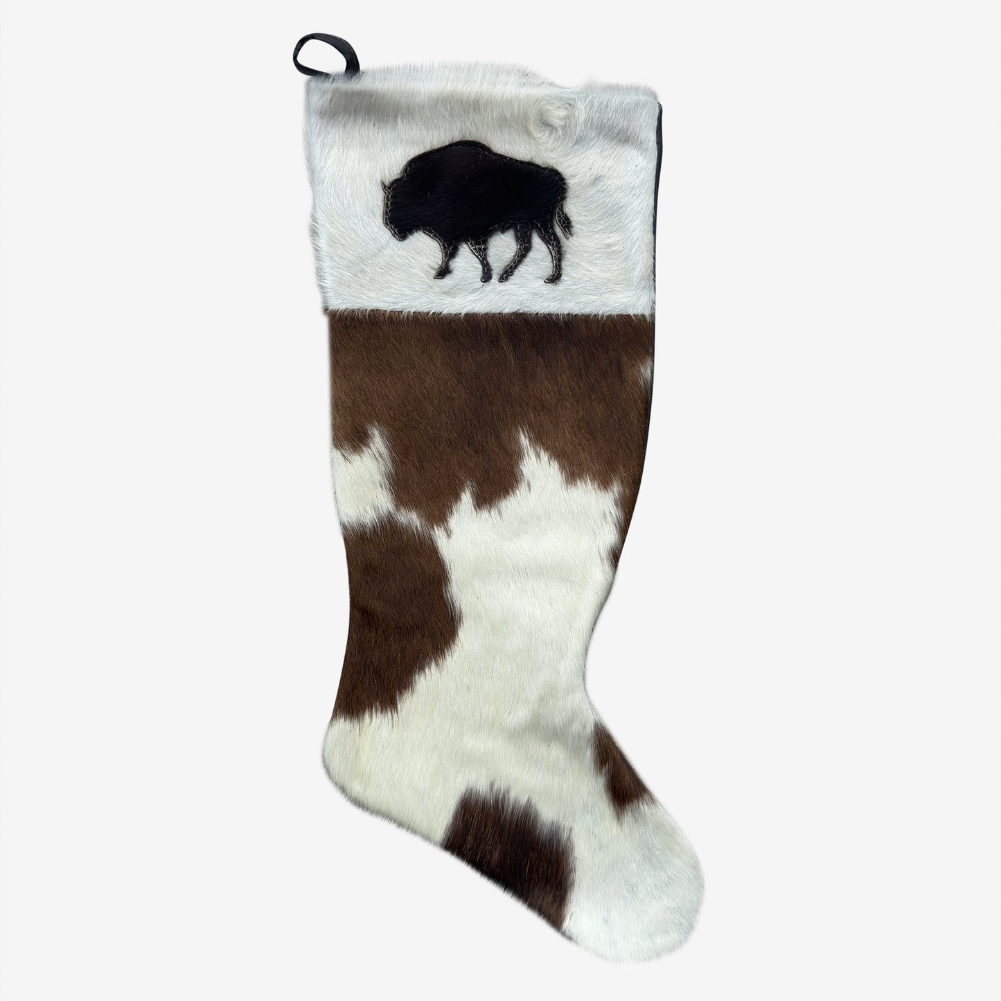 Cowhide Leather Stocking - Rustic Holiday Decor - Premium Large - Genuine Material