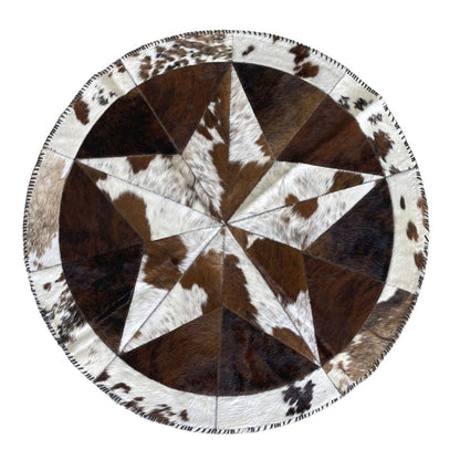 Cowhide Rug - Hair-On Decorative Star Shaped Round - Premium Quality - Luxurious Durable Accent