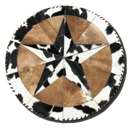 Cowhide Rug - Hair-On Decorative Star Shaped Round - Premium Quality - Luxurious Durable Accent