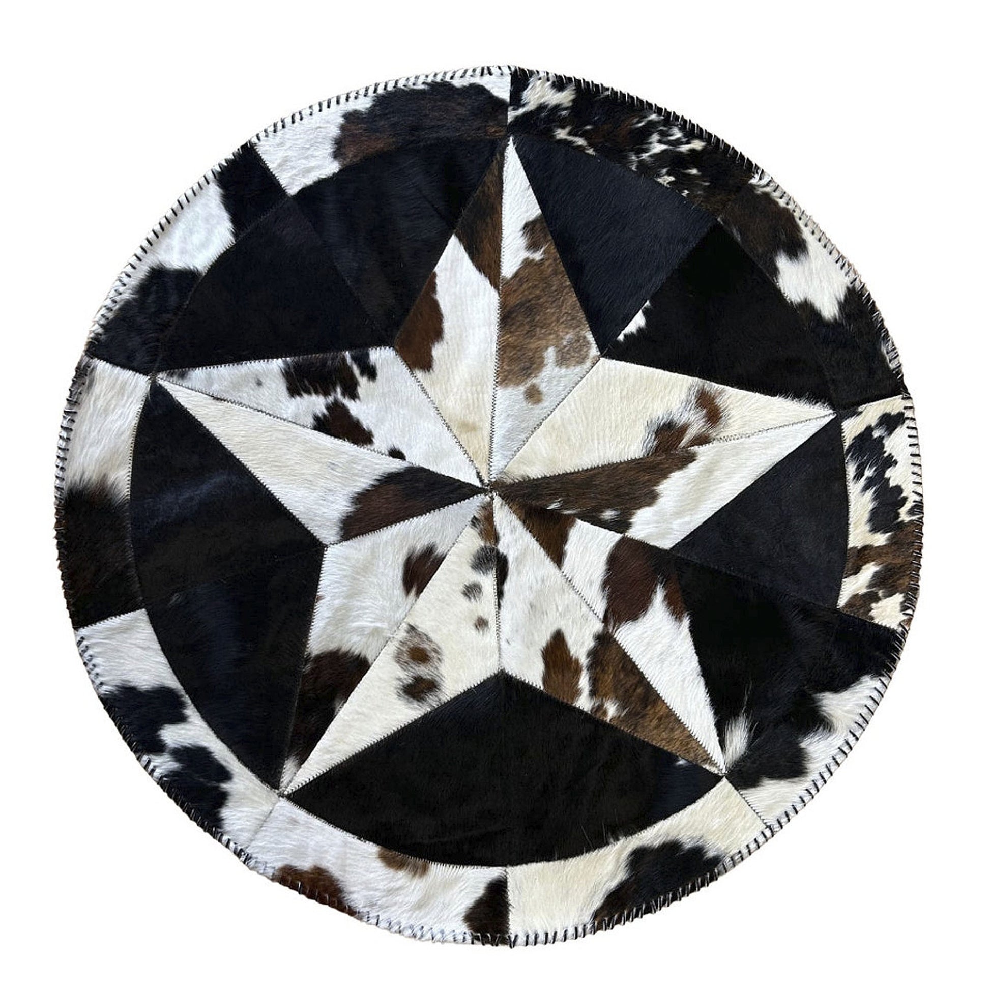Cowhide Rug - Hair-On Decorative Star Shaped Round - Premium Quality - Luxurious Durable Accent