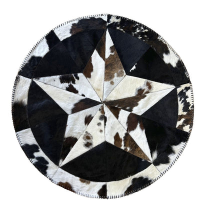 Cowhide Rug - Hair-On Decorative Star Shaped Round - Premium Quality - Luxurious Durable Accent