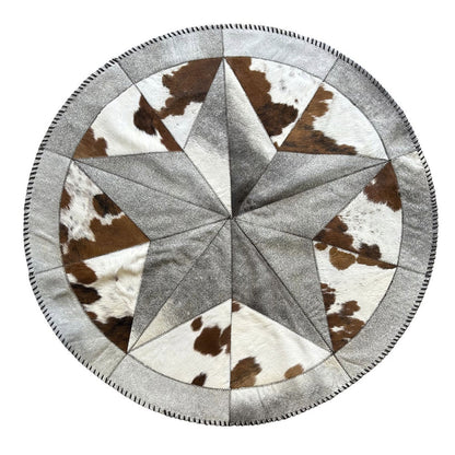 Cowhide Rug - Hair-On Decorative Star Shaped Round - Premium Quality - Luxurious Durable Accent