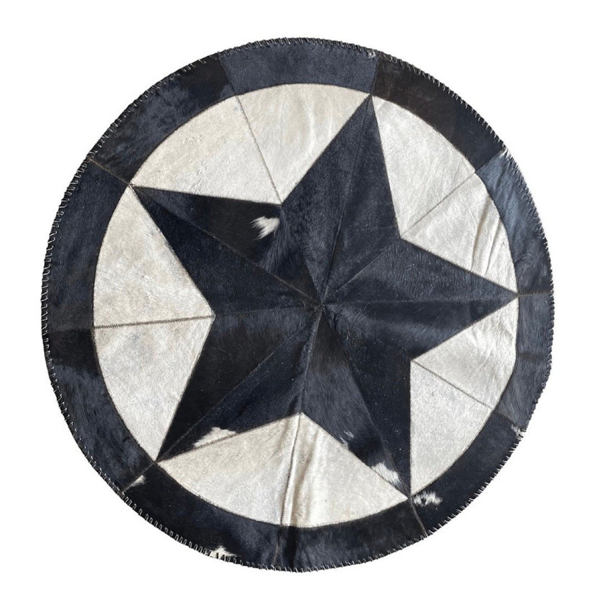 Cowhide Rug - Hair-On Decorative Star Shaped Round - Premium Quality - Luxurious Durable Accent