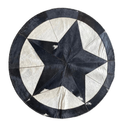 Cowhide Rug - Hair-On Decorative Star Shaped Round - Premium Quality - Luxurious Durable Accent