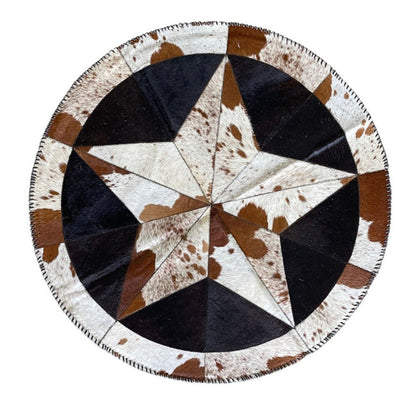 Cowhide Rug - Hair-On Decorative Star Shaped Round - Premium Quality - Luxurious Durable Accent