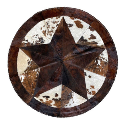 Cowhide Rug - Hair-On Decorative Star Shaped Round - Premium Quality - Luxurious Durable Accent