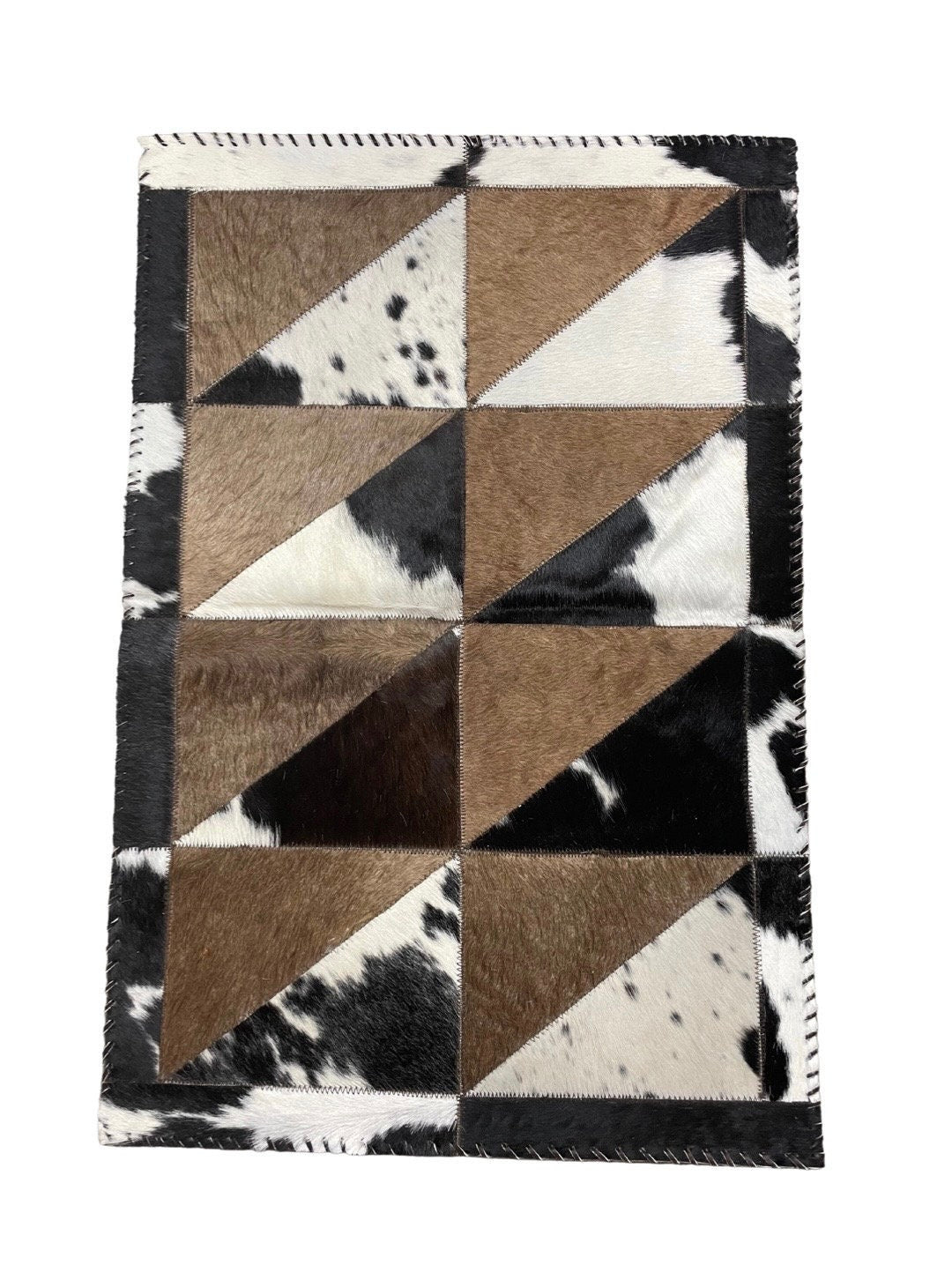 Patchwork Cowhide Rug Rectangular Design