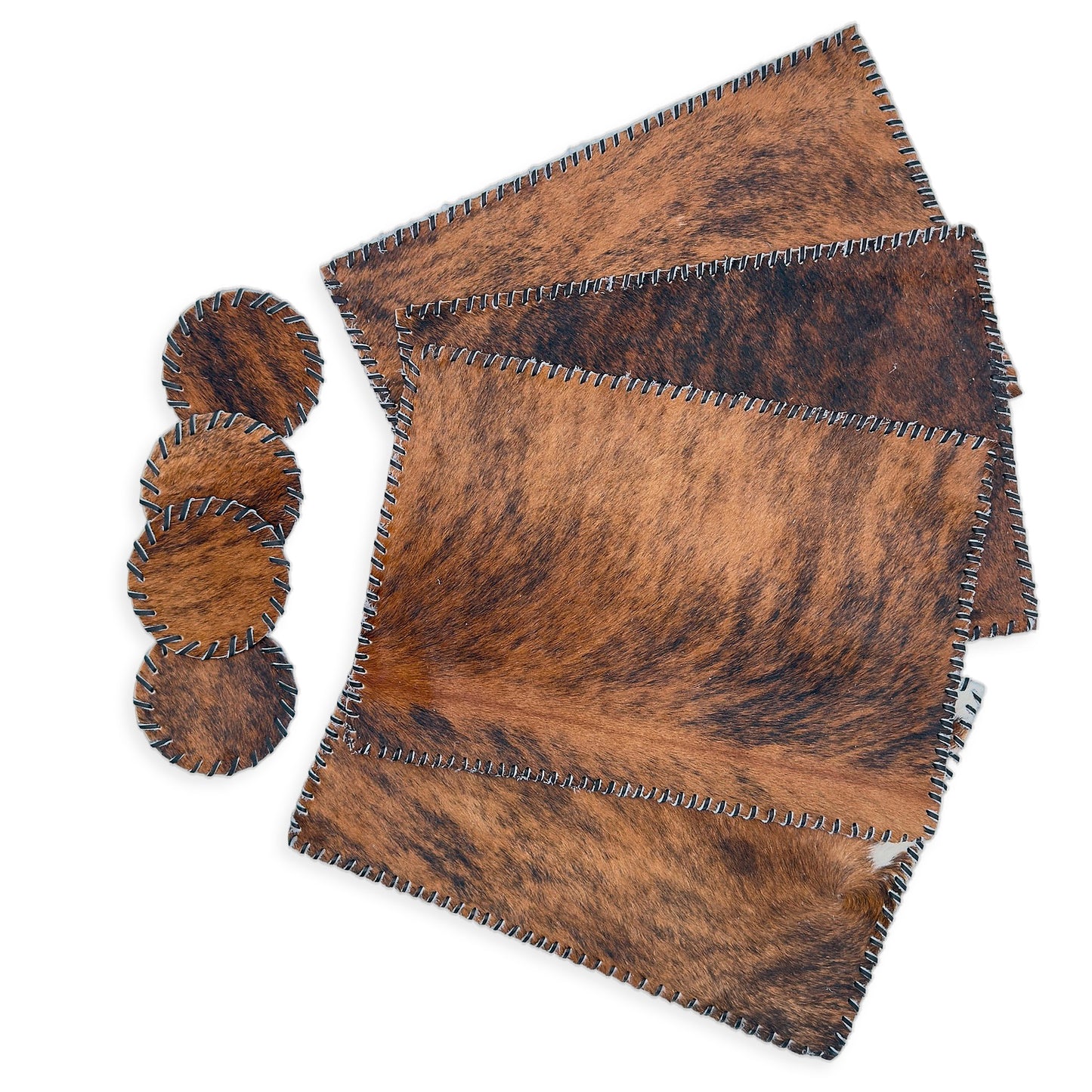 Authentic Cowhide Placemats & Coasters Rectangular Laced - Pick & Get Rustic Elegance for Your Table