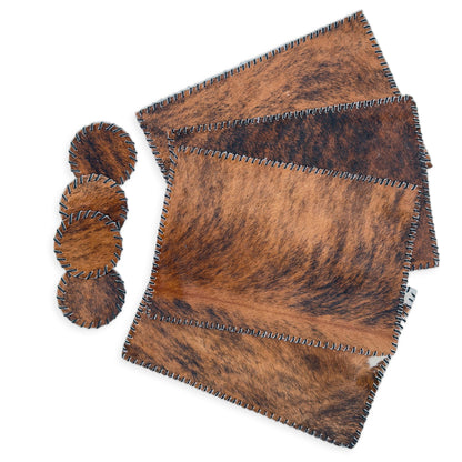 Authentic Cowhide Placemats & Coasters Rectangular Laced - Pick & Get Rustic Elegance for Your Table