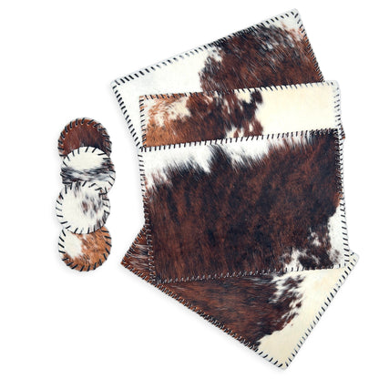 Authentic Cowhide Placemats & Coasters Rectangular Laced - Pick & Get Rustic Elegance for Your Table