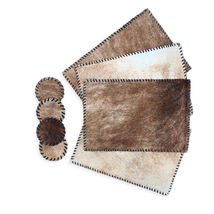 Authentic Cowhide Placemats & Coasters Rectangular Laced - Pick & Get Rustic Elegance for Your Table