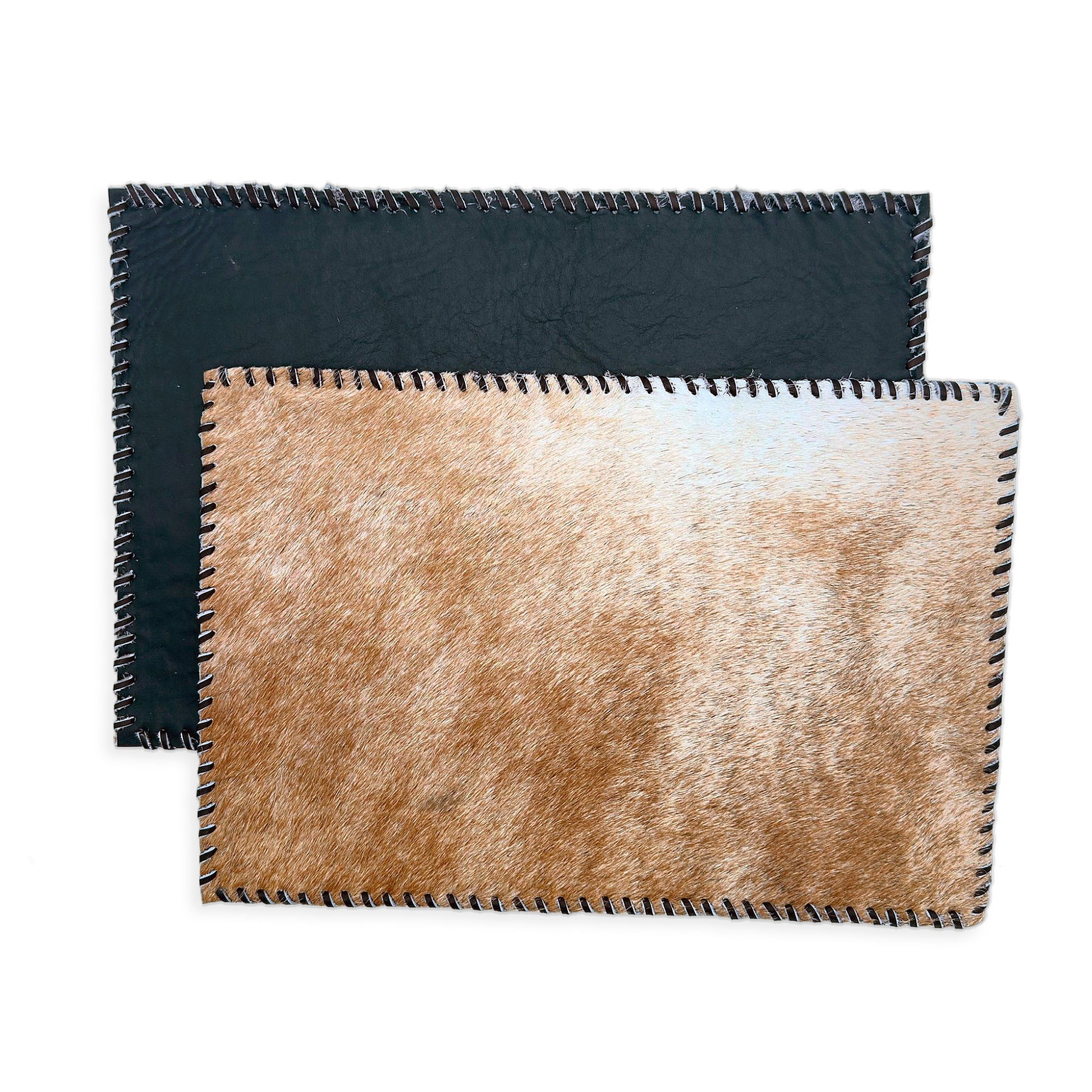 Authentic Cowhide Placemats & Coasters Rectangular Laced - Pick & Get Rustic Elegance for Your Table