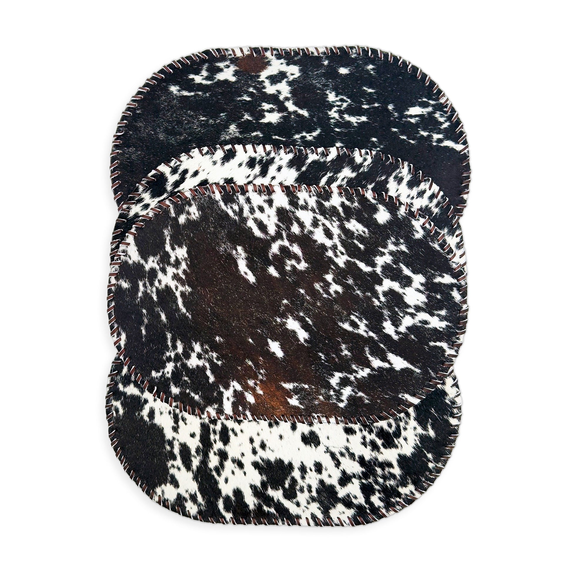 Authentic Cowhide Placemats & Coasters Oval Laced - Pick & Get Rustic Elegance for Your Table