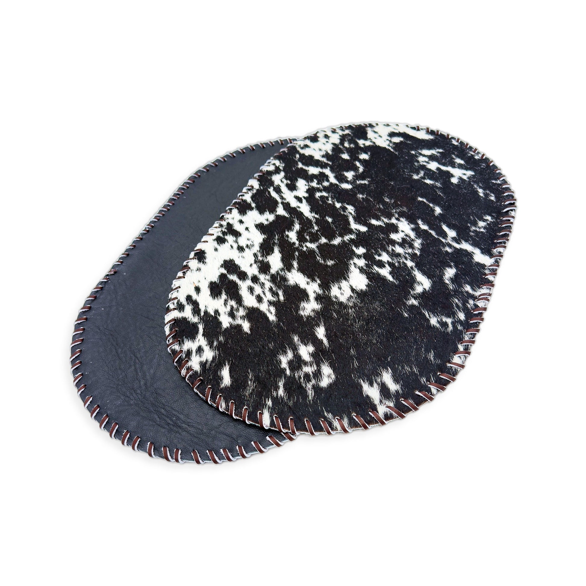 Authentic Cowhide Placemats & Coasters Oval Laced - Pick & Get Rustic Elegance for Your Table