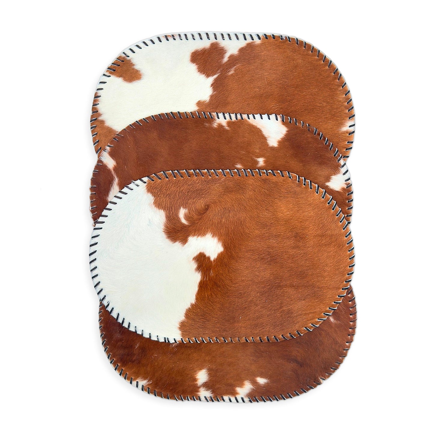 Authentic Cowhide Placemats & Coasters Oval Laced - Pick & Get Rustic Elegance for Your Table