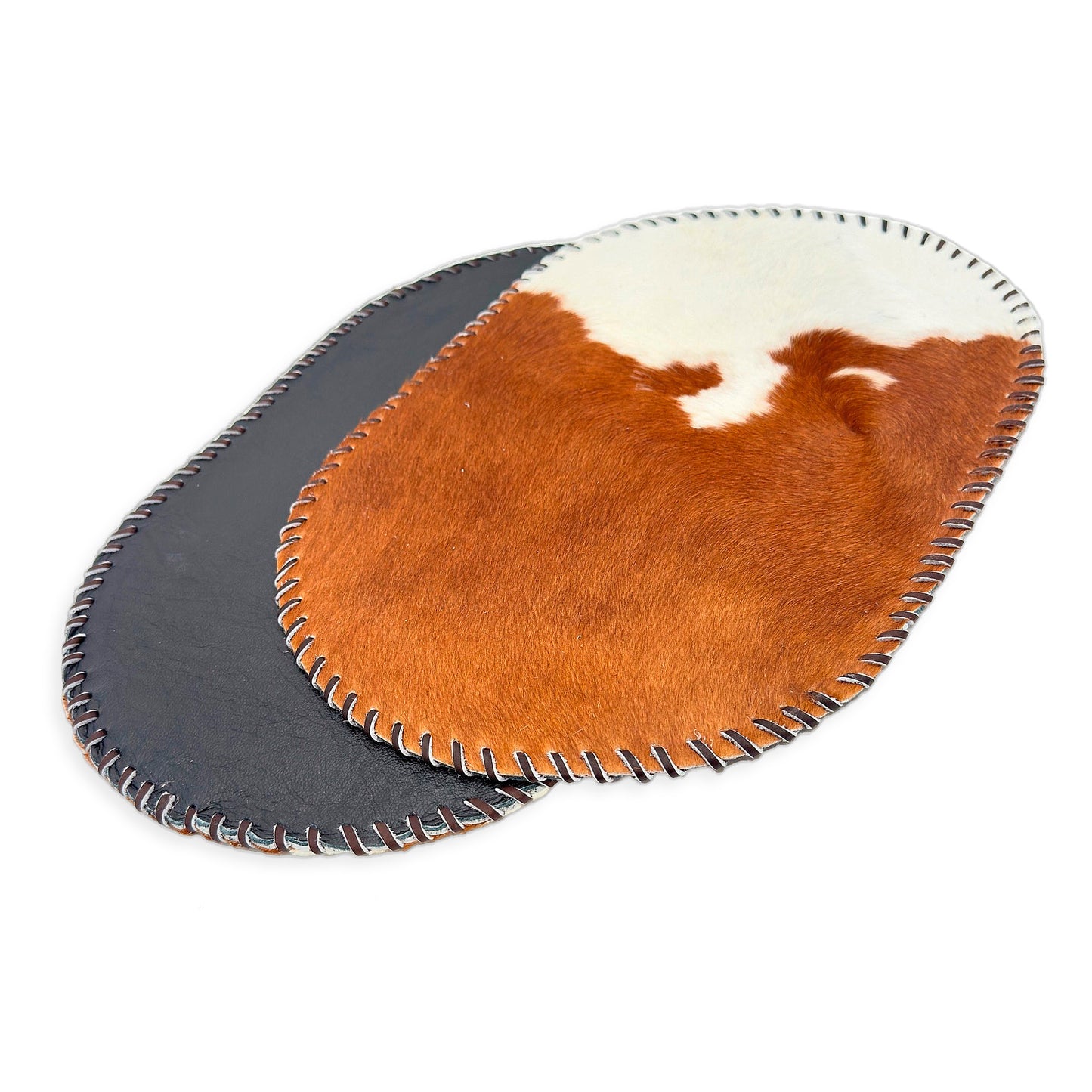 Authentic Cowhide Placemats & Coasters Oval Laced - Pick & Get Rustic Elegance for Your Table