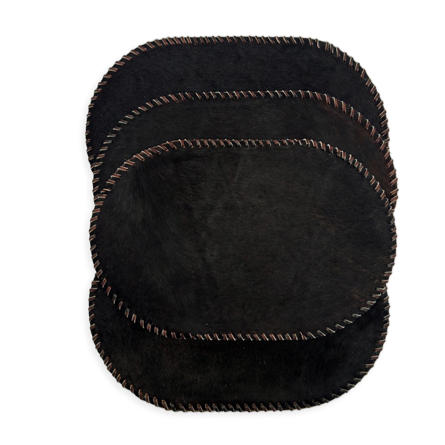 Authentic Cowhide Placemats & Coasters Oval Laced - Pick & Get Rustic Elegance for Your Table