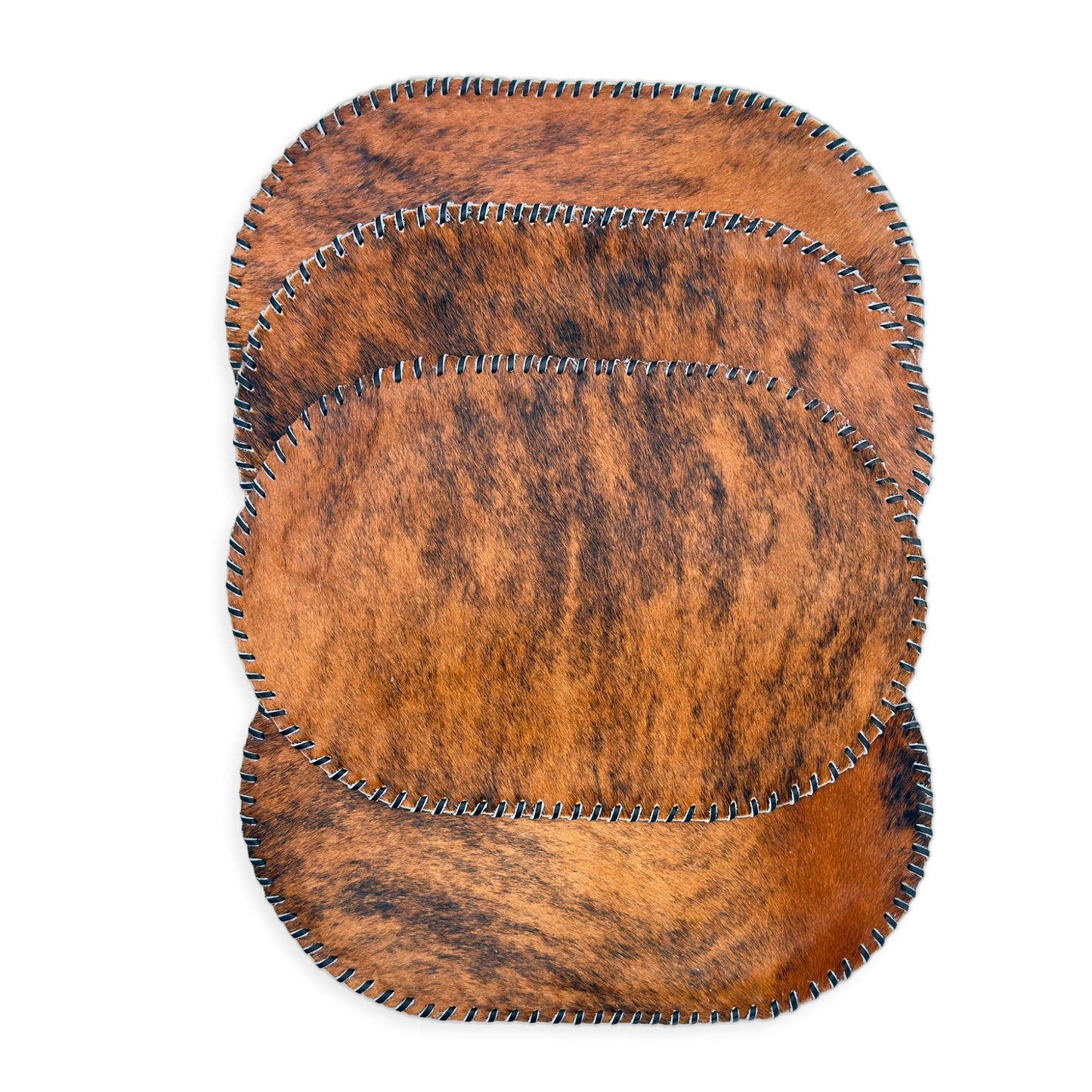 Authentic Cowhide Placemats & Coasters Oval Laced - Pick & Get Rustic Elegance for Your Table