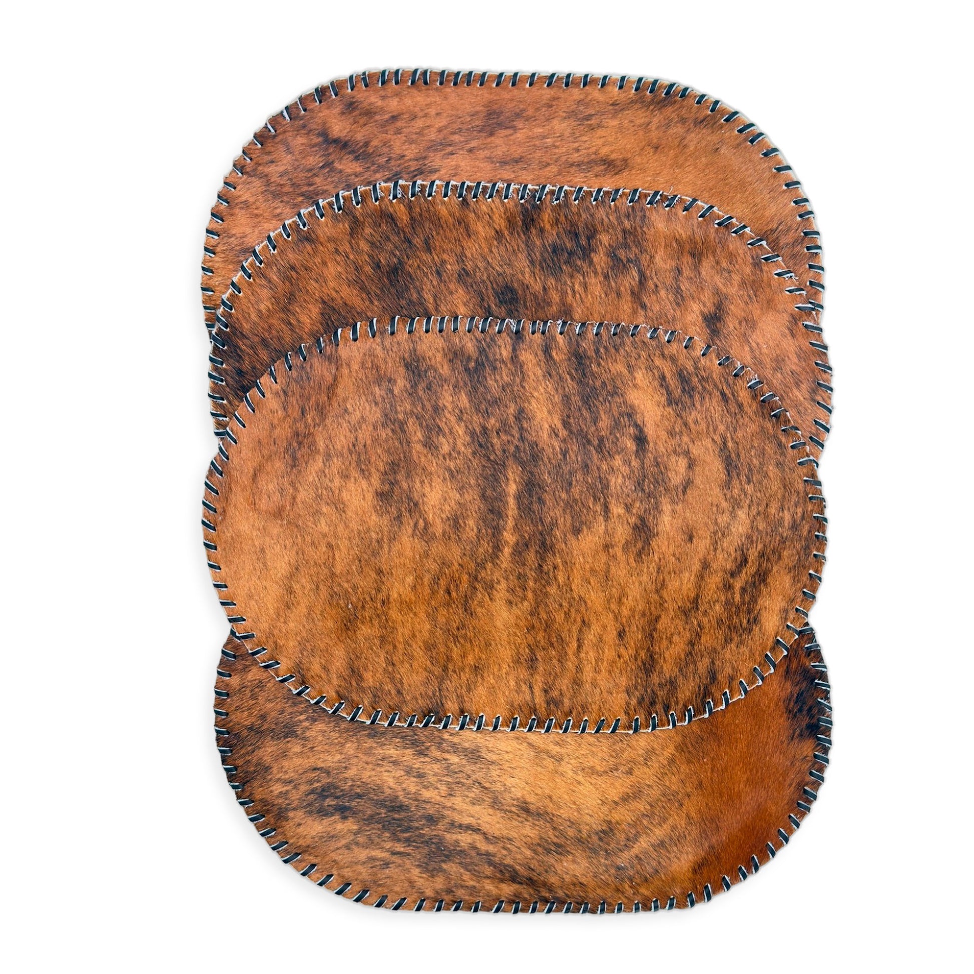 Authentic Cowhide Placemats & Coasters Oval Laced - Pick & Get Rustic Elegance for Your Table