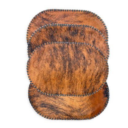 Authentic Cowhide Placemats & Coasters Oval Laced - Pick & Get Rustic Elegance for Your Table