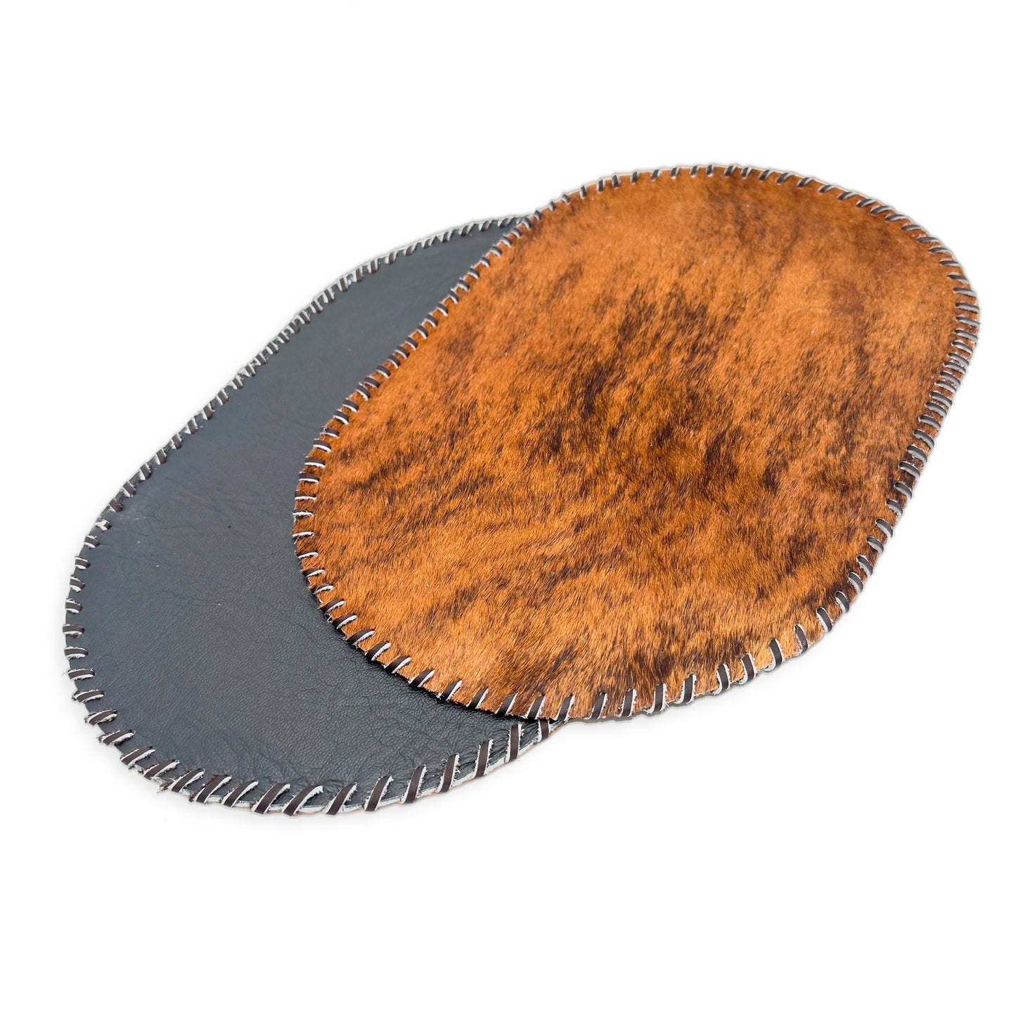 Authentic Cowhide Placemats & Coasters Oval Laced - Pick & Get Rustic Elegance for Your Table