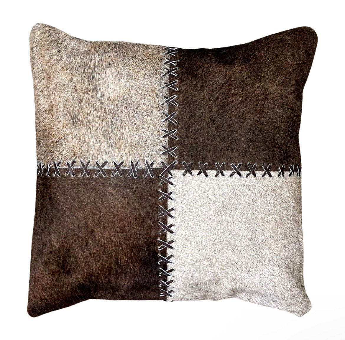 Cowhide Pillow Patchwork Square