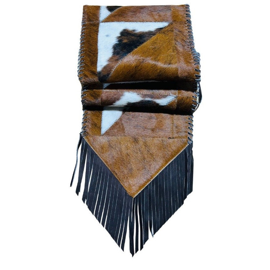 Table Runner Hair-On Cowhide with Fringes