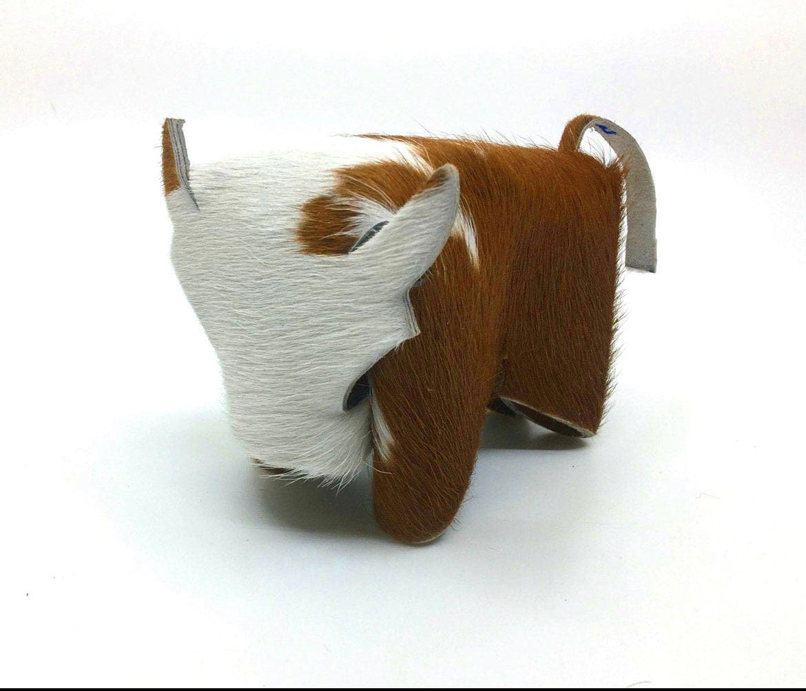 Cowhide Hair-On Bull Figurines Bi-Color