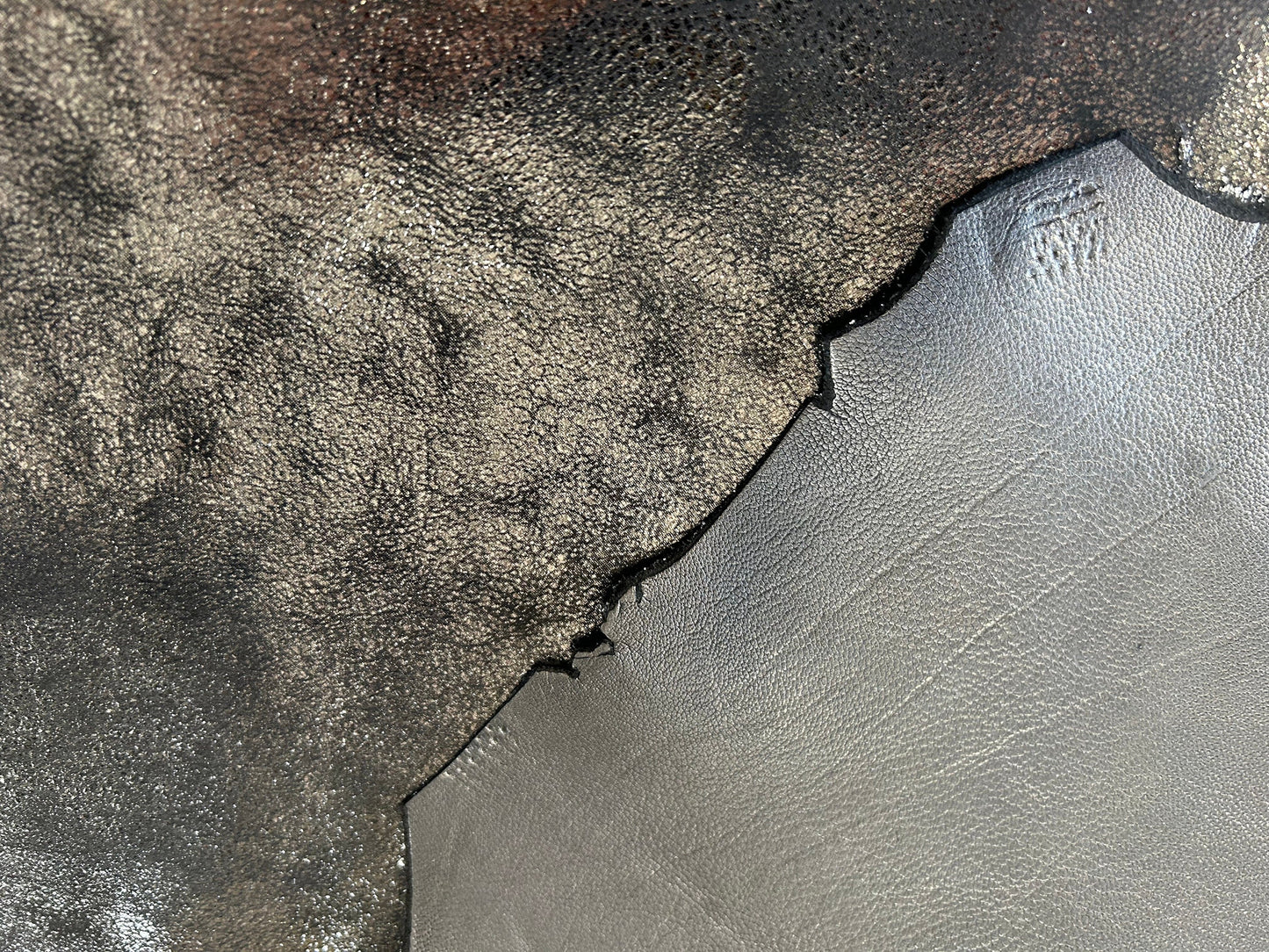 Italian Goat Leather Glossy Distressed Black