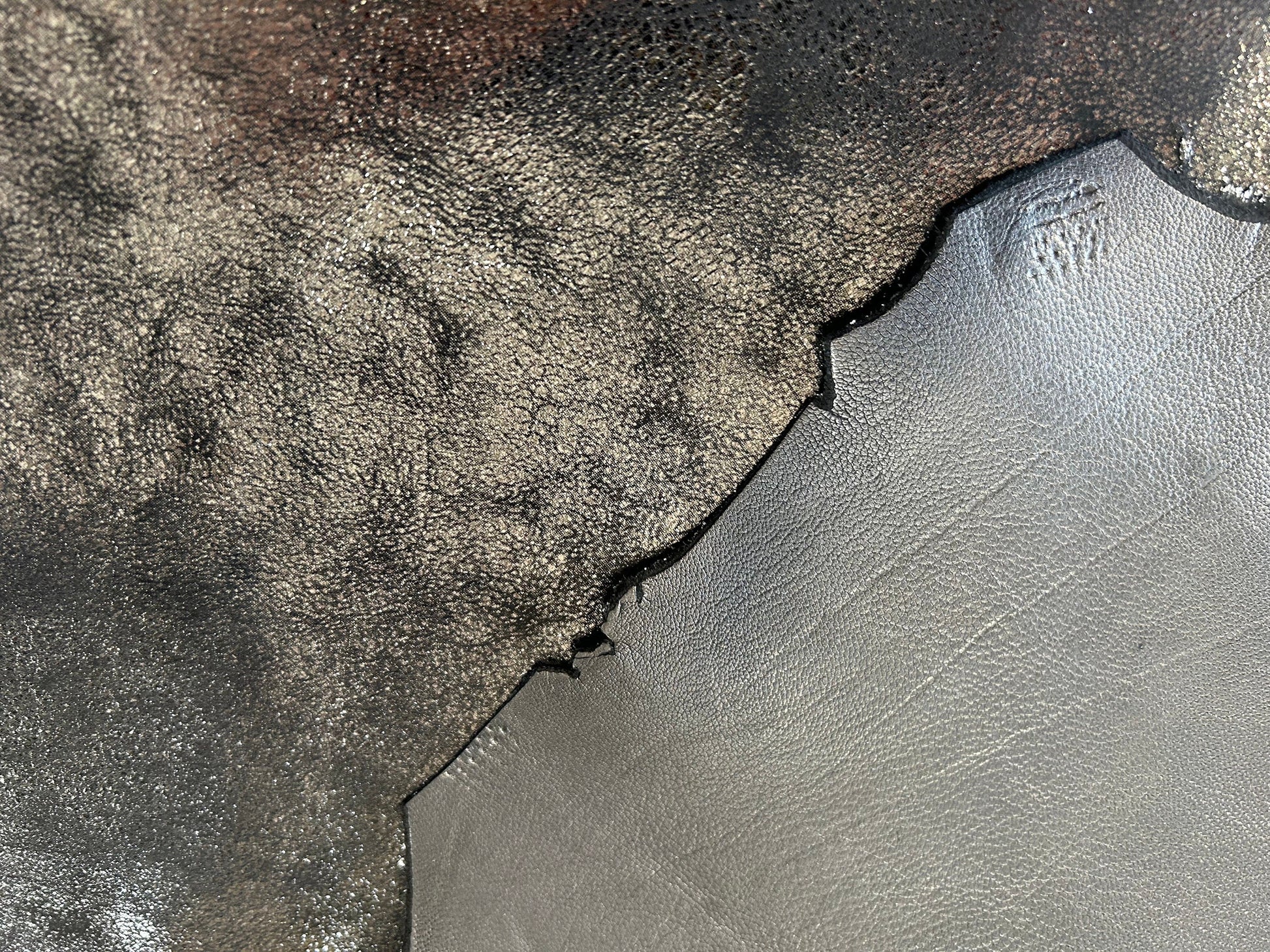 Italian Goat Leather Glossy Distressed Black