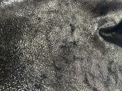 Italian Goat Leather Glossy Distressed Black