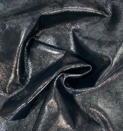 Italian Goat Leather Glossy Distressed Black