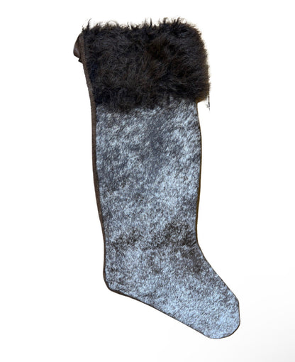 Cowhide Christmas Stocking Bison Hair-On Top
