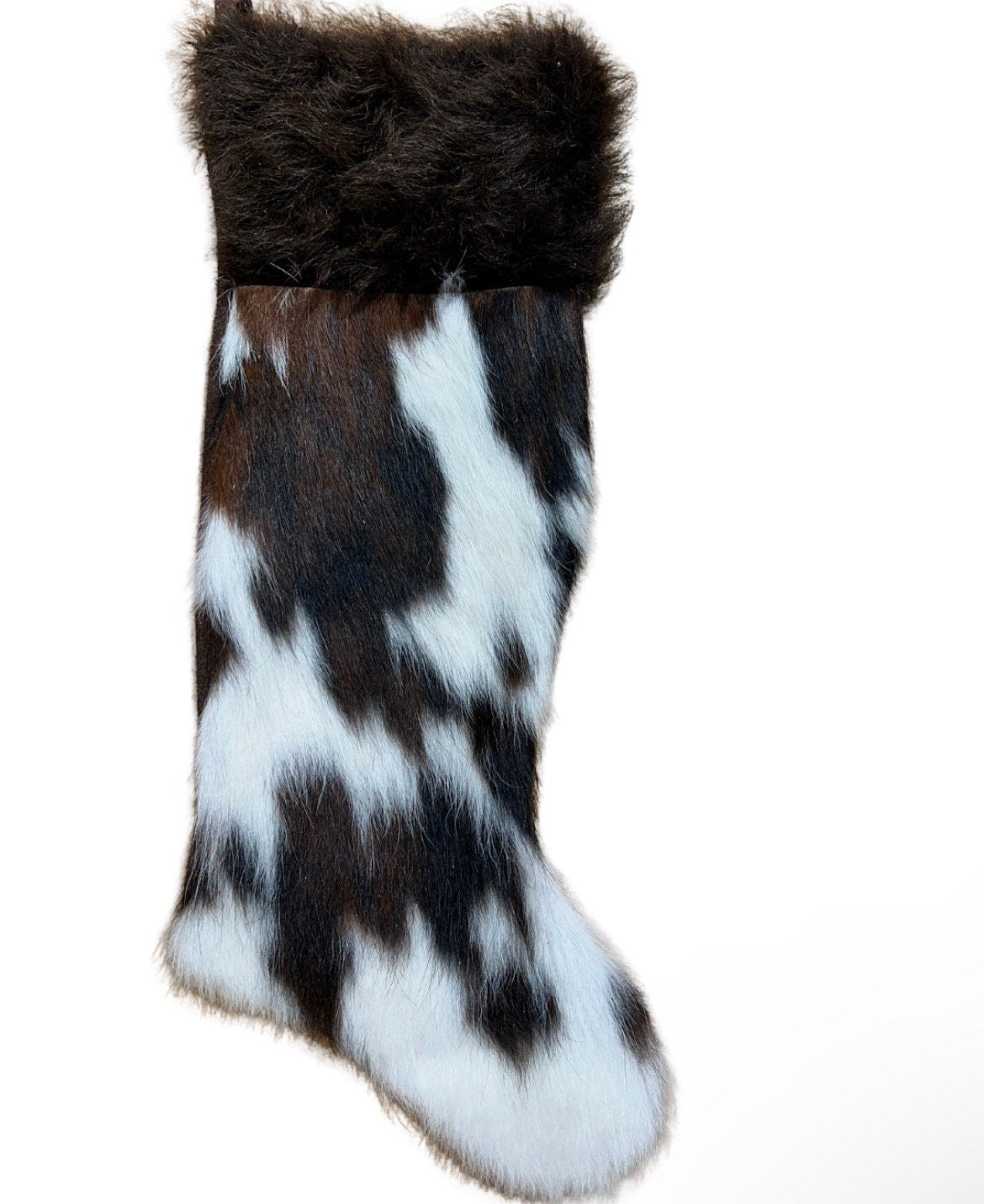 Cowhide Christmas Stocking Bison Hair-On Top