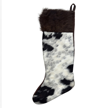 Cowhide Stocking - Hair-On Rustic Holiday Decor - Premium Quality - Natural Material